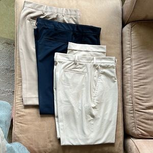 BUNDLE OF 3 NIKE GOLF PANTS!  34x32, NAVY BLUE/KHAKI/CREAM